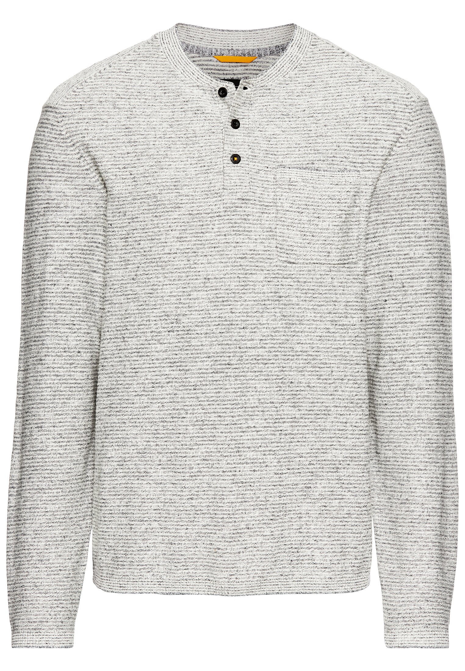 CAMEL ACTIVE Herren Henley Langarmshirt aus einem Baumwollmix in Grau mit Streifenmuster