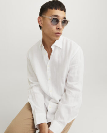 JACK&JONES Herren Leinenhemd Lawrence Linen LS in Oliv oder Weiß