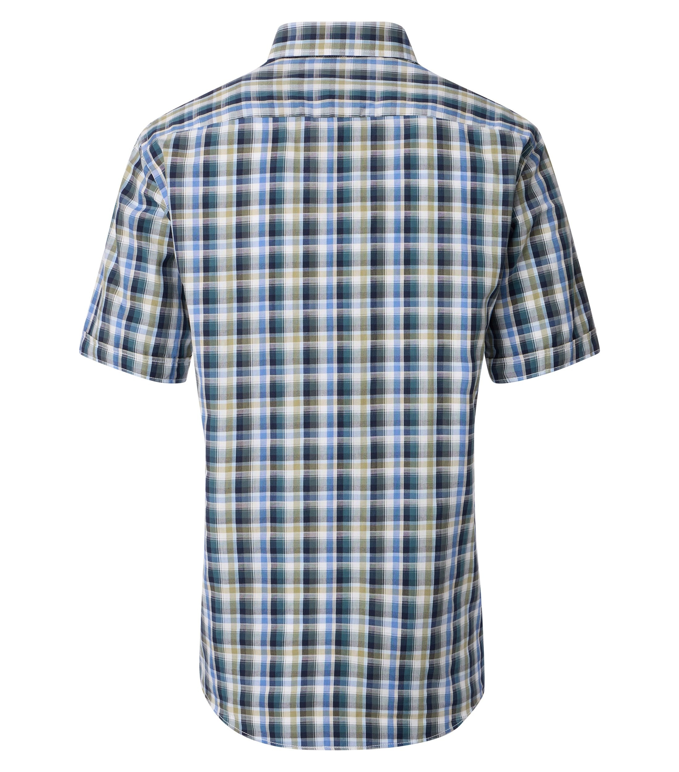 CASAMODA Herren Freizeithemd kurzarm kariert blau/grün, Comfort-Fit