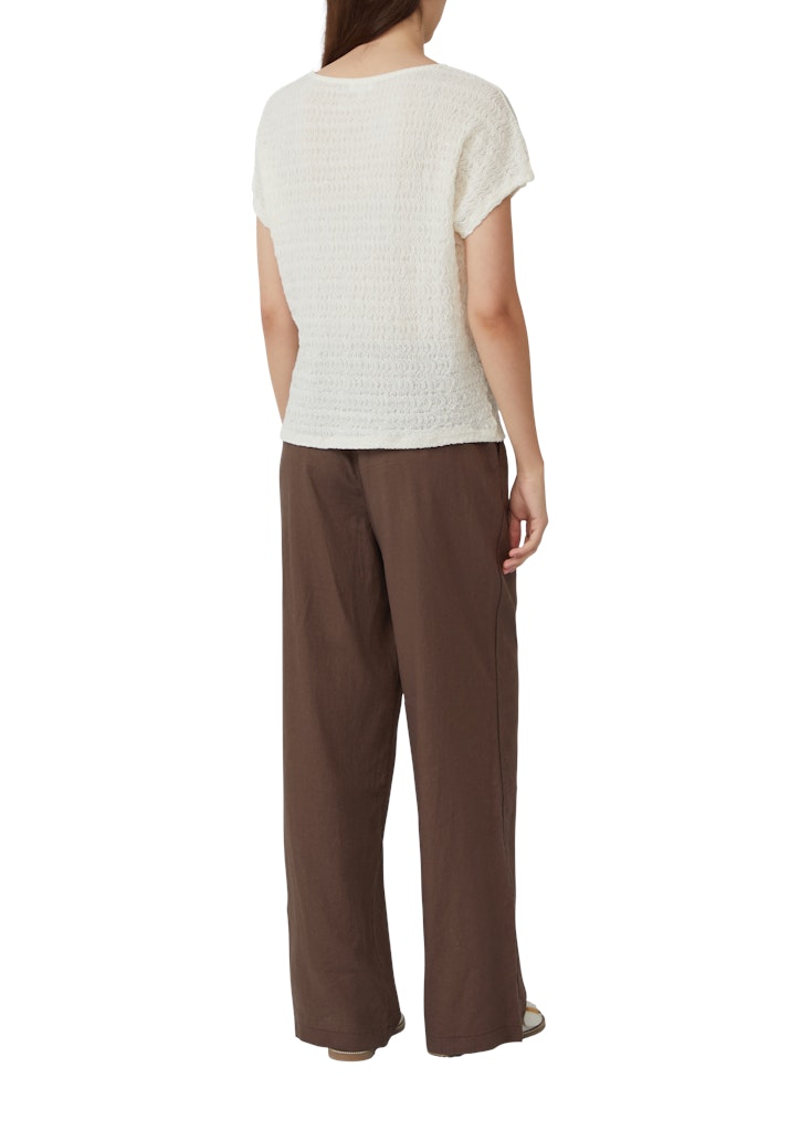 S. OLIVER Damen T-Shirt – Strukturiertes Baumwollshirt, Relaxed Fit, kurzarm, lässig & bequem, in Weiß oder Schwarz