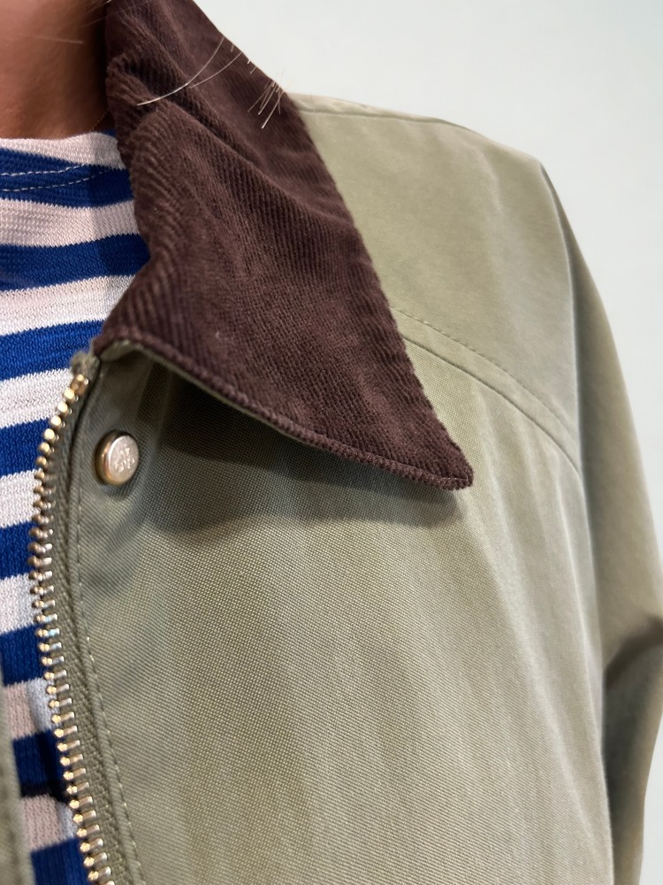 MARC O’POLO Damen Outdoor-Jacke oliv, Canvas Cape-Stil mit Cordkragen