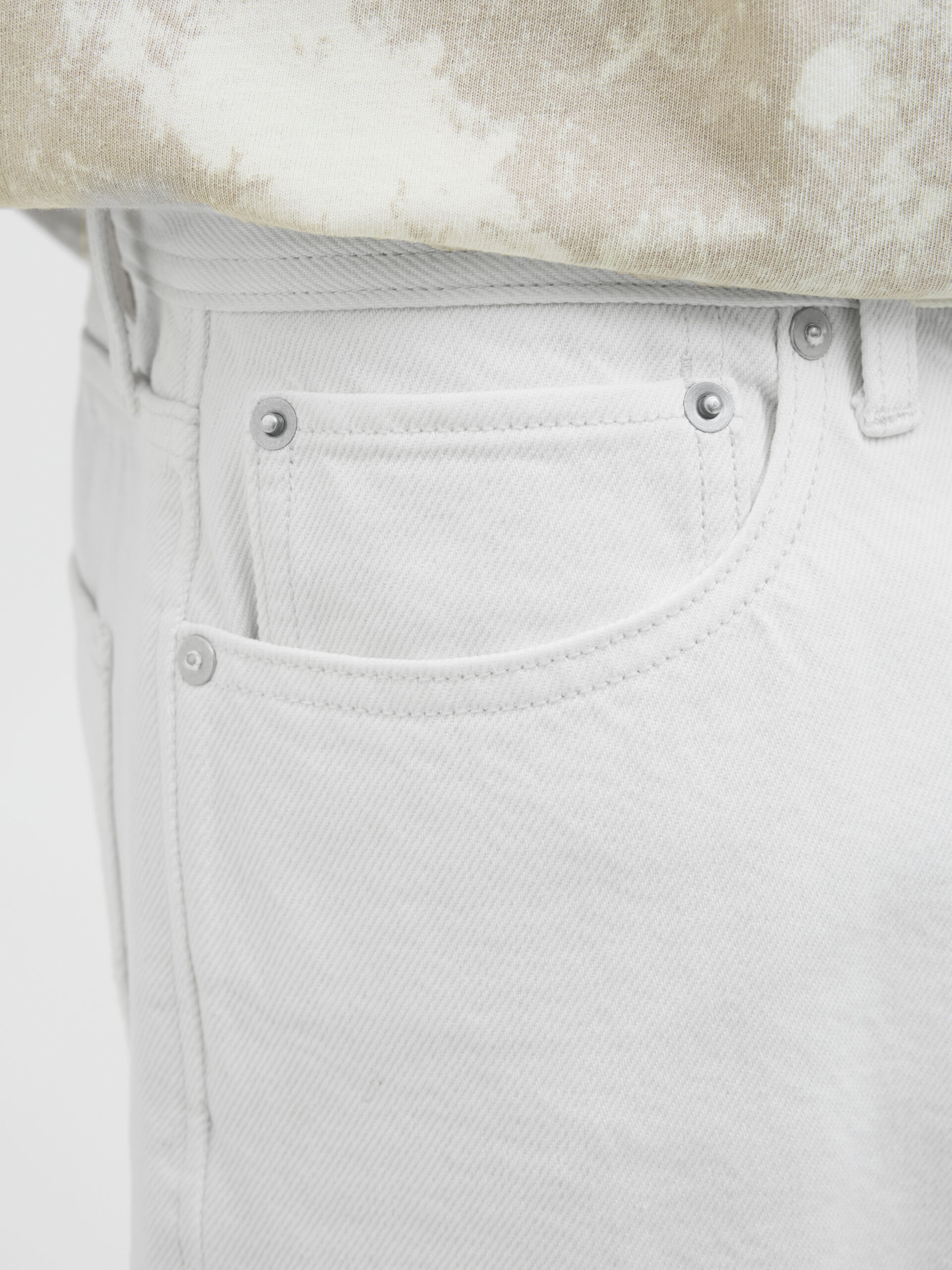 JACK&JONES Herren Baggy Denim Shorts JJIALEX High Waist Offwhite Denim