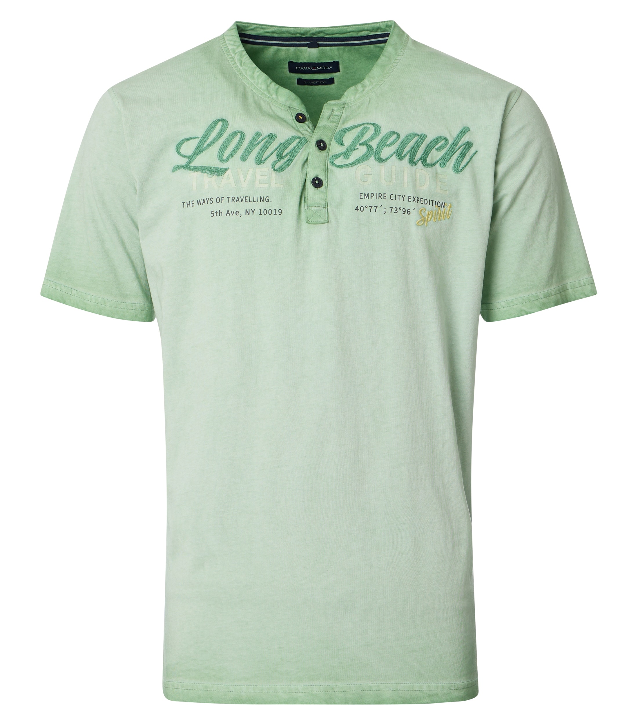 CASAMODA Herren Henley-Shirt mit Alloverprint in Grün aus Baumwolle