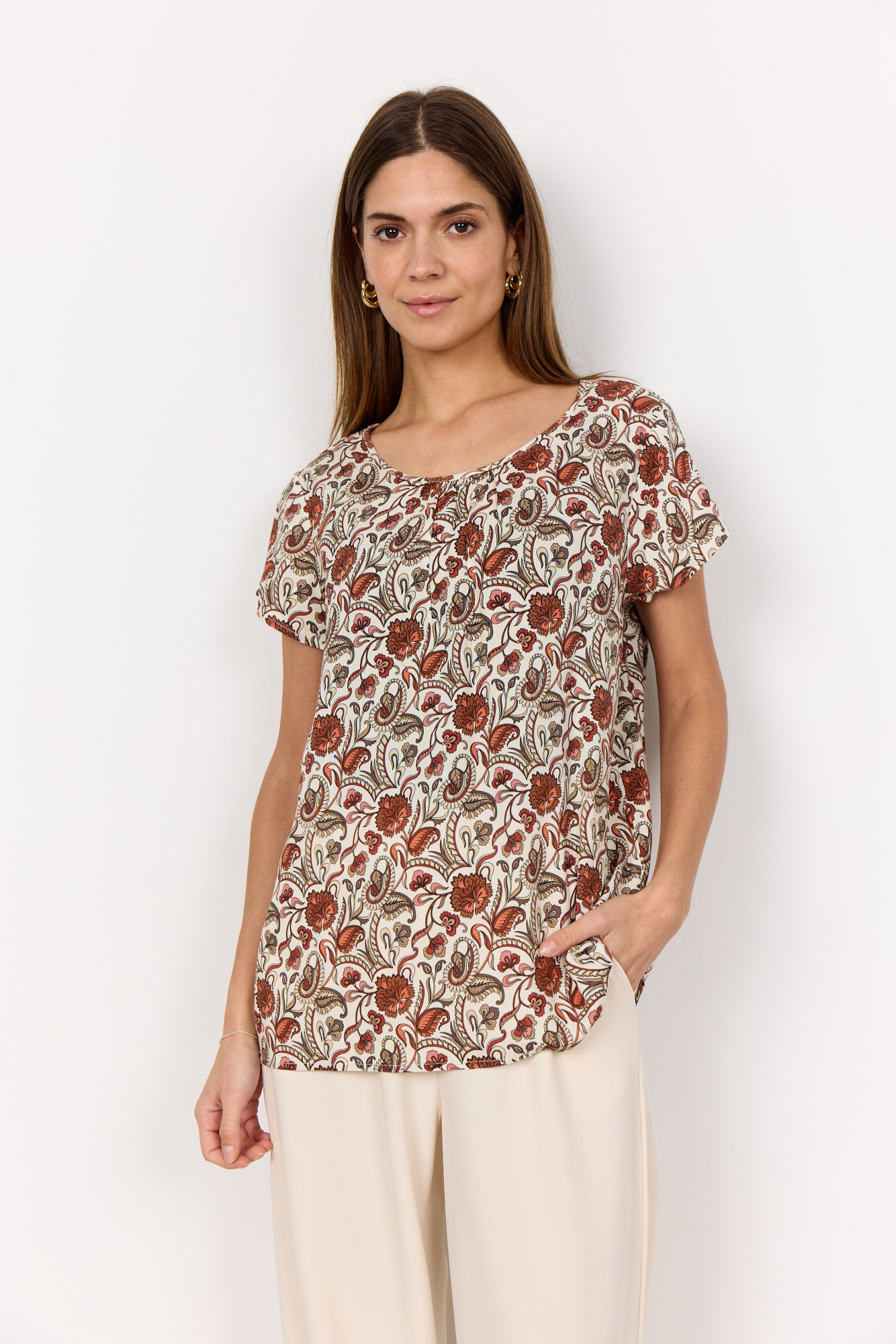 SOYACONCEPT Damen Bluse SC-SAMEA mit Blumenprint in Mineral Red