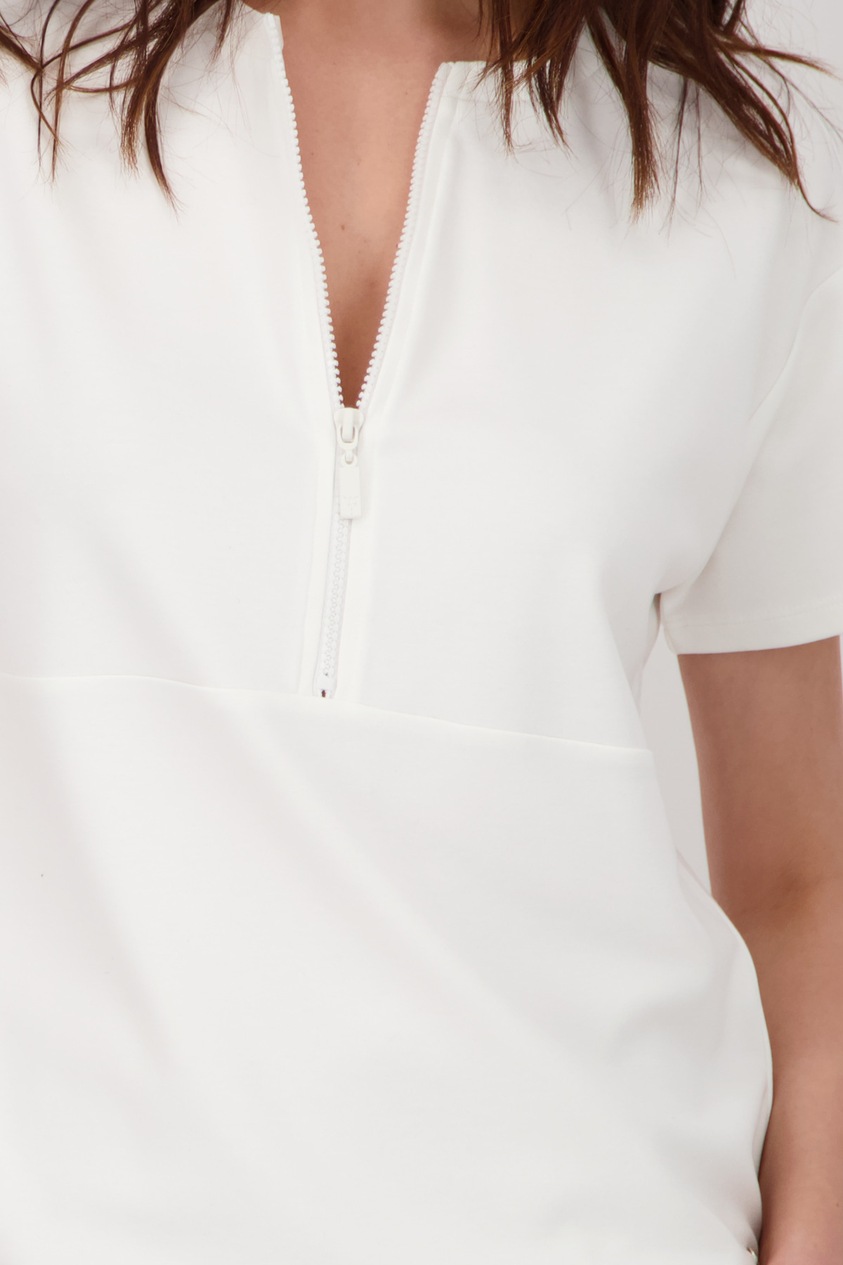 MONARI Damen Sweatshirt mit Reißverschluss am Ausschnitt – offwhite