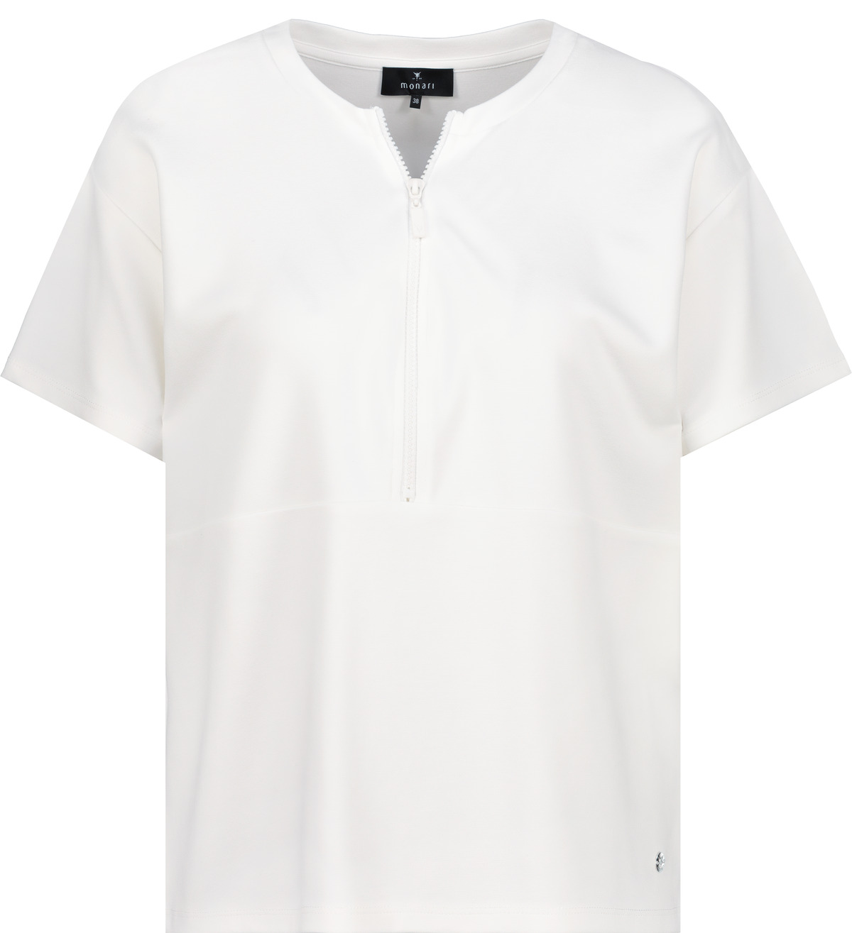 MONARI Damen Sweatshirt mit Reißverschluss am Ausschnitt – offwhite