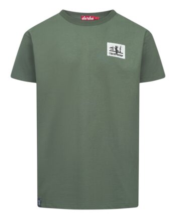 DERBE Herren T-Shirt Pollerhocken Post olivgrün aus Bio-Baumwolle