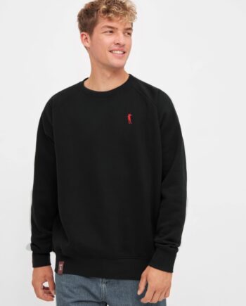 DERBE Herren Sweatshirt Kippes schwarz mit Stickerei aus Bio-Baumwolle