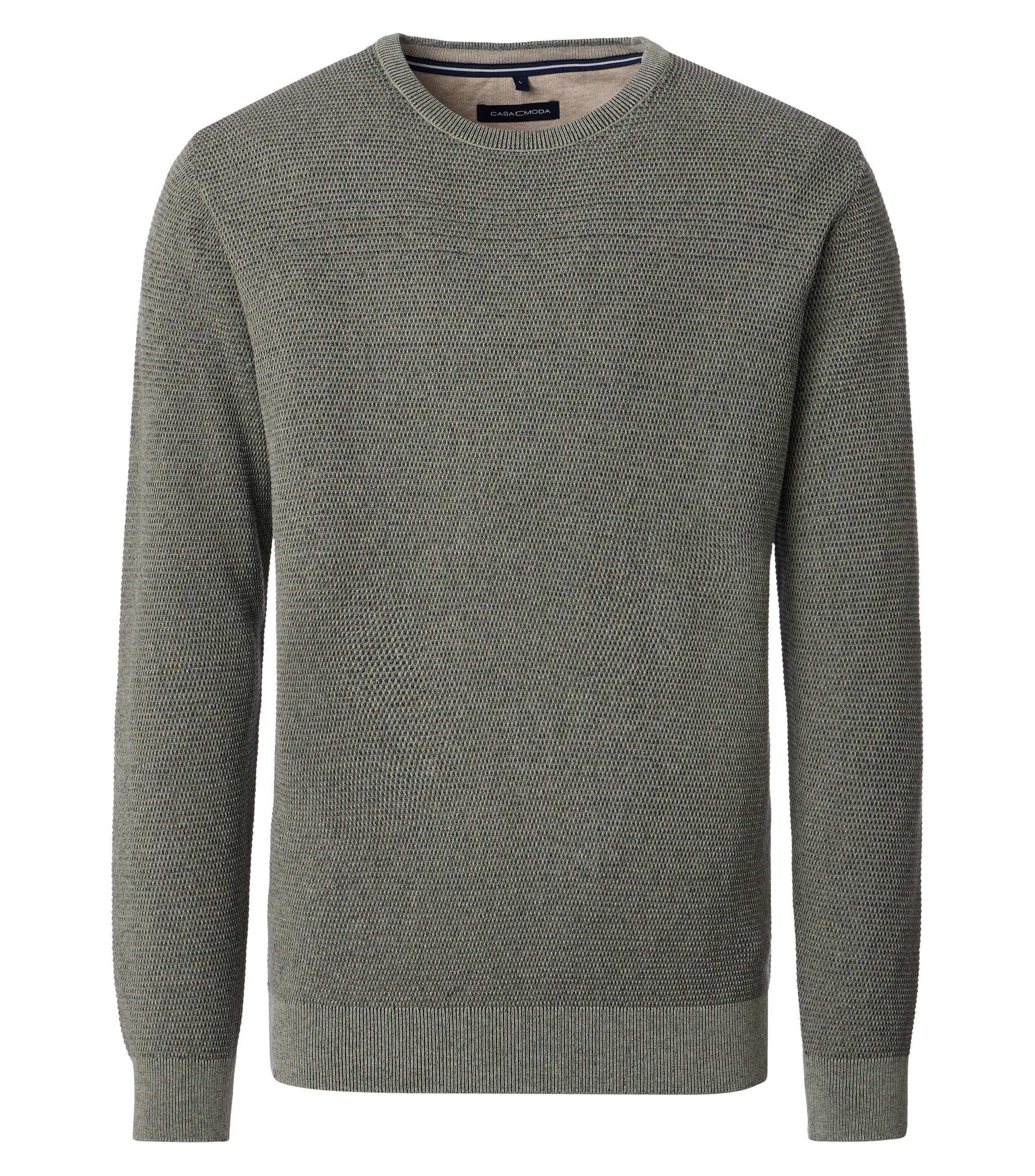 CASAMODA Herren Rundhals-Pullover blau – Strukturstrick aus reiner Baumwolle