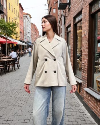 MARC O‘POLO Damen Cape Jacke aus Wollmix in shaded stone beige