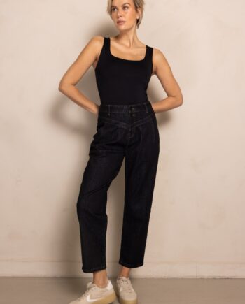 ZHRILL Damen Jeans ZHJOY Straight Fit Barreljeans in Black Denim