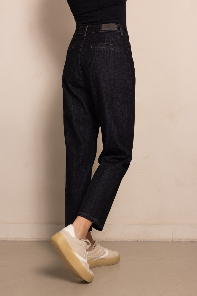 ZHRILL Damen Jeans ZHJOY Straight Fit Barreljeans in Black Denim