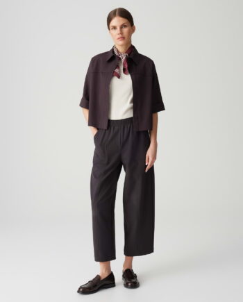 OPUS Damenhose Myha barrel city in trendiger Barrel-Form – midnight brown