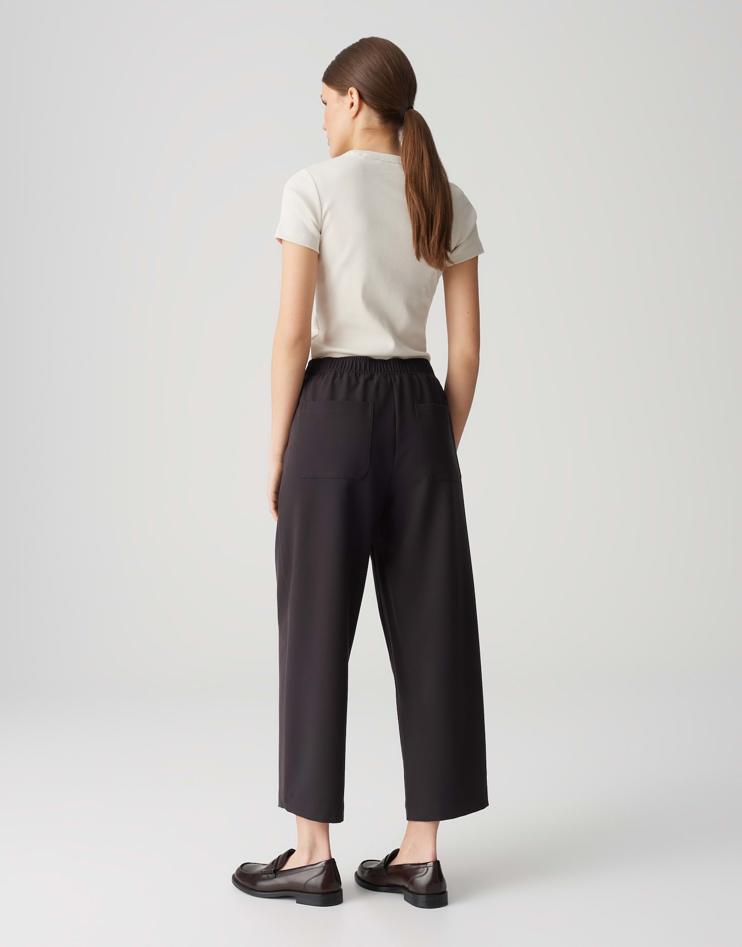 OPUS Damenhose Myha barrel city in trendiger Barrel-Form – midnight brown