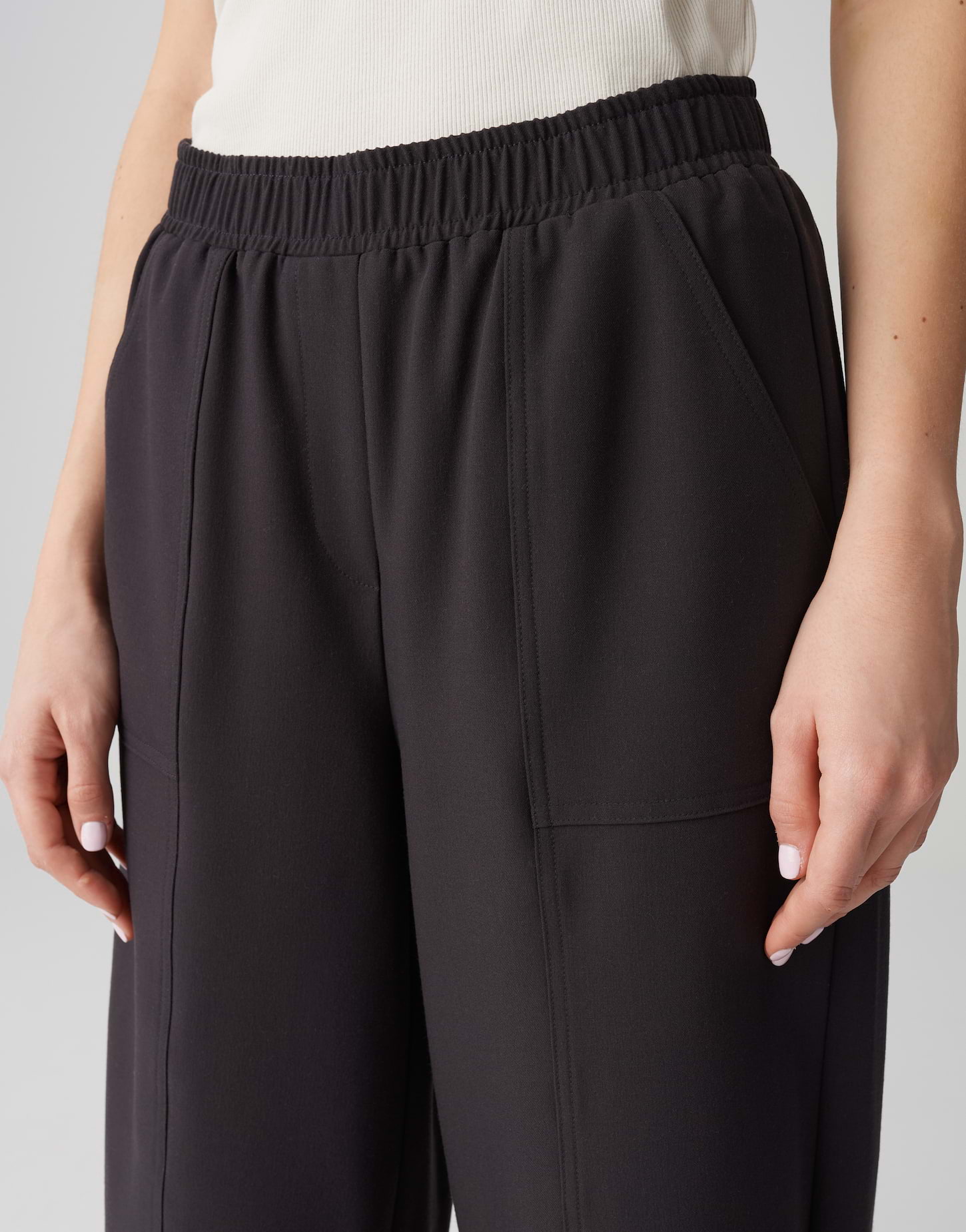 OPUS Damenhose Myha barrel city in trendiger Barrel-Form – midnight brown