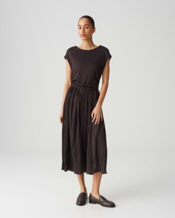 OPUS Damen Kleid Wabella in Braun mit Plisseerock & Gummibund in Taille