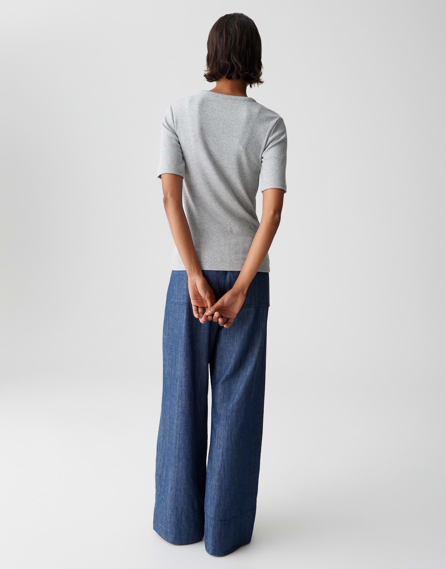 OPUS Damen Shirt Sulchen aus Ripp-Jersey in hazy fog melange grey