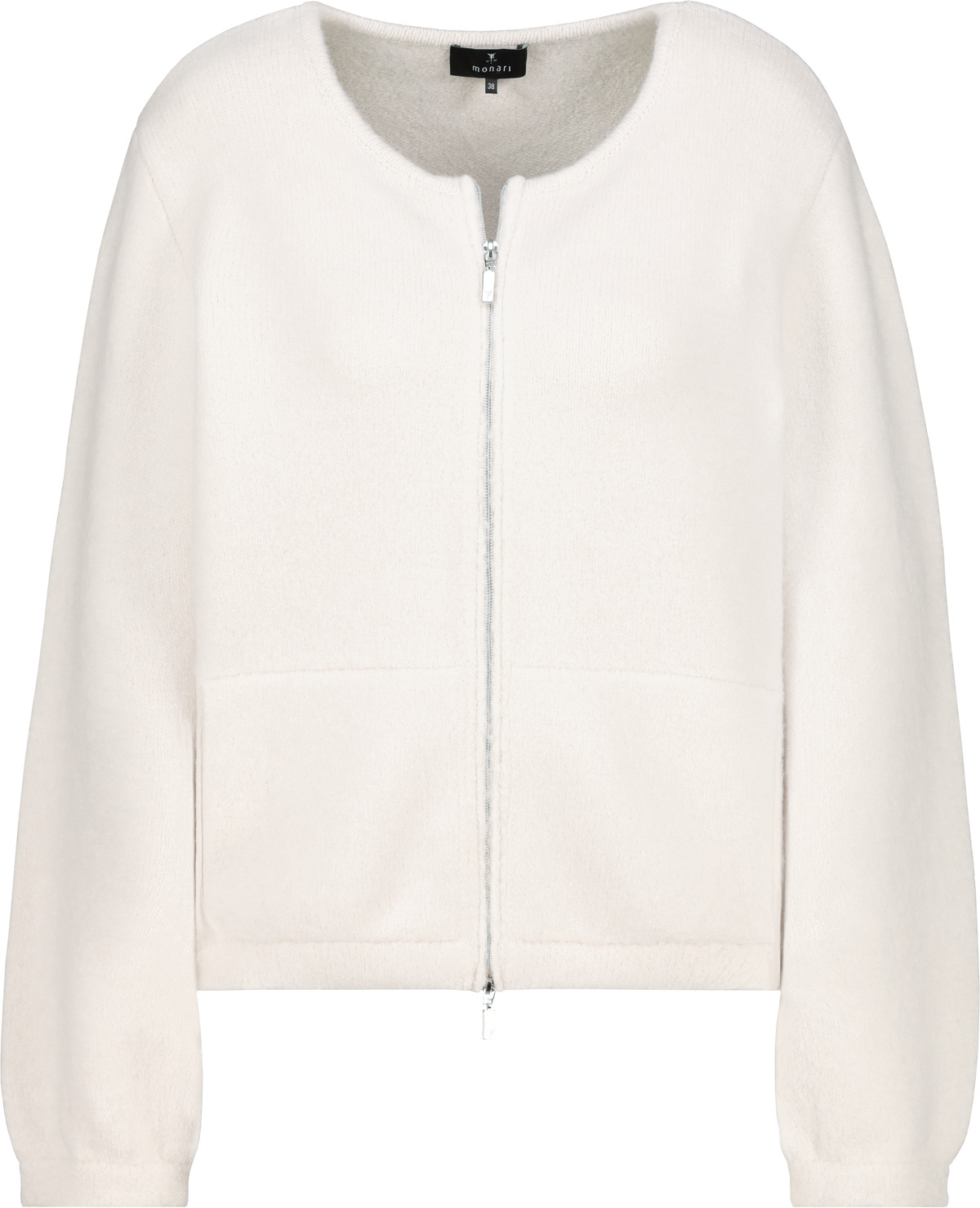 MONARI Damen Strickjacke in Oat Milk Beige mit Rundhals und weicher Haptik