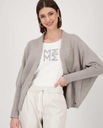 MONARI Damen Strick-Cape greige mit Lurex und Pailletten