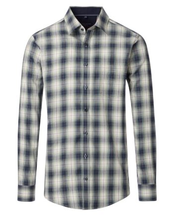 CASAMODA Herren Freizeithemd Casual Fit blau kariert Baumwolle