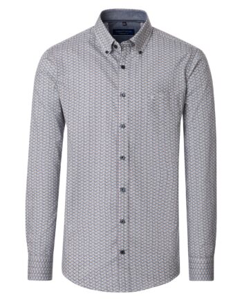 CASAMODA Herren Freizeithemd Comfort Fit blau Alloverprint Baumwolle