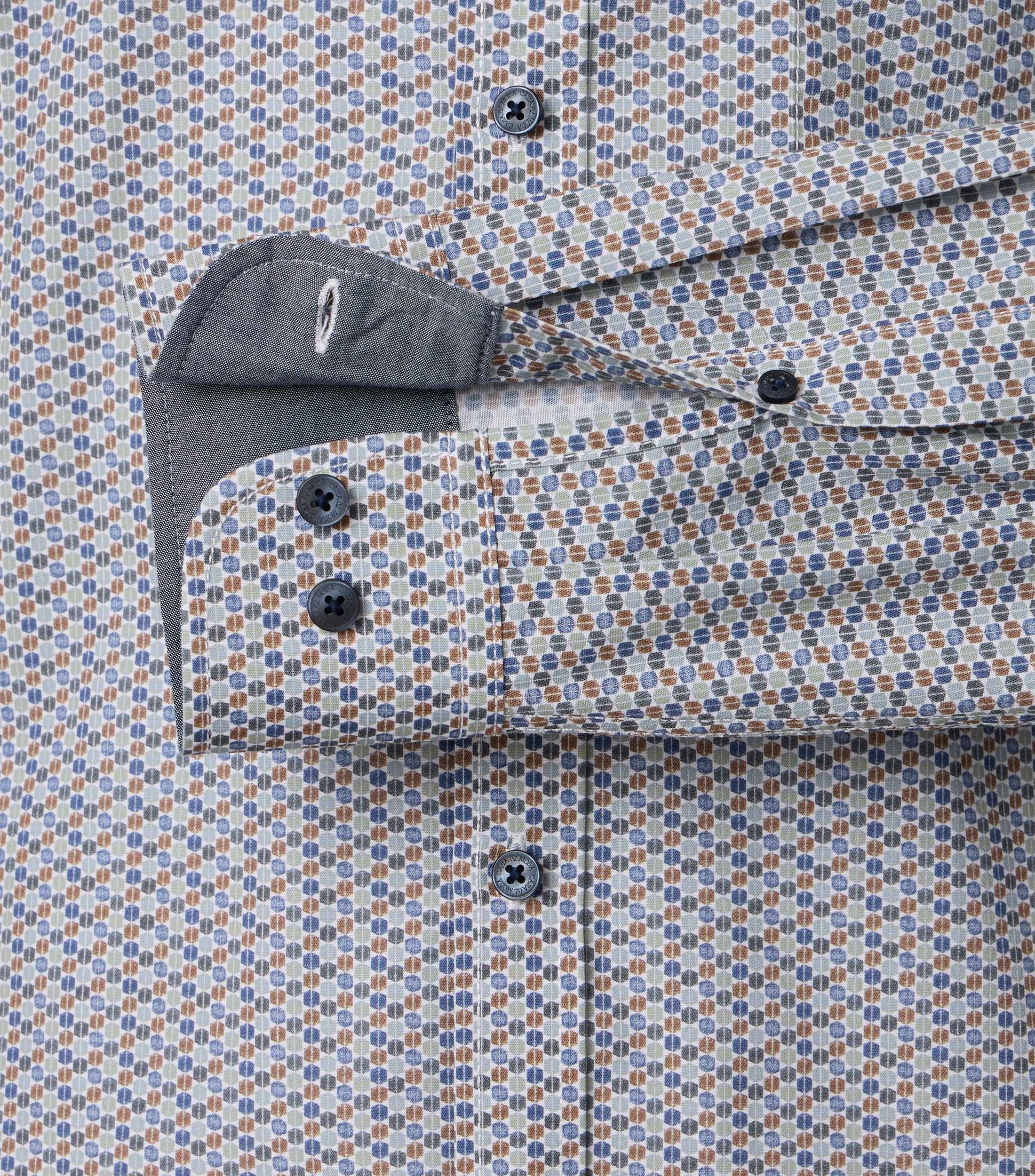 CASAMODA Herren Freizeithemd Comfort Fit blau Alloverprint Baumwolle