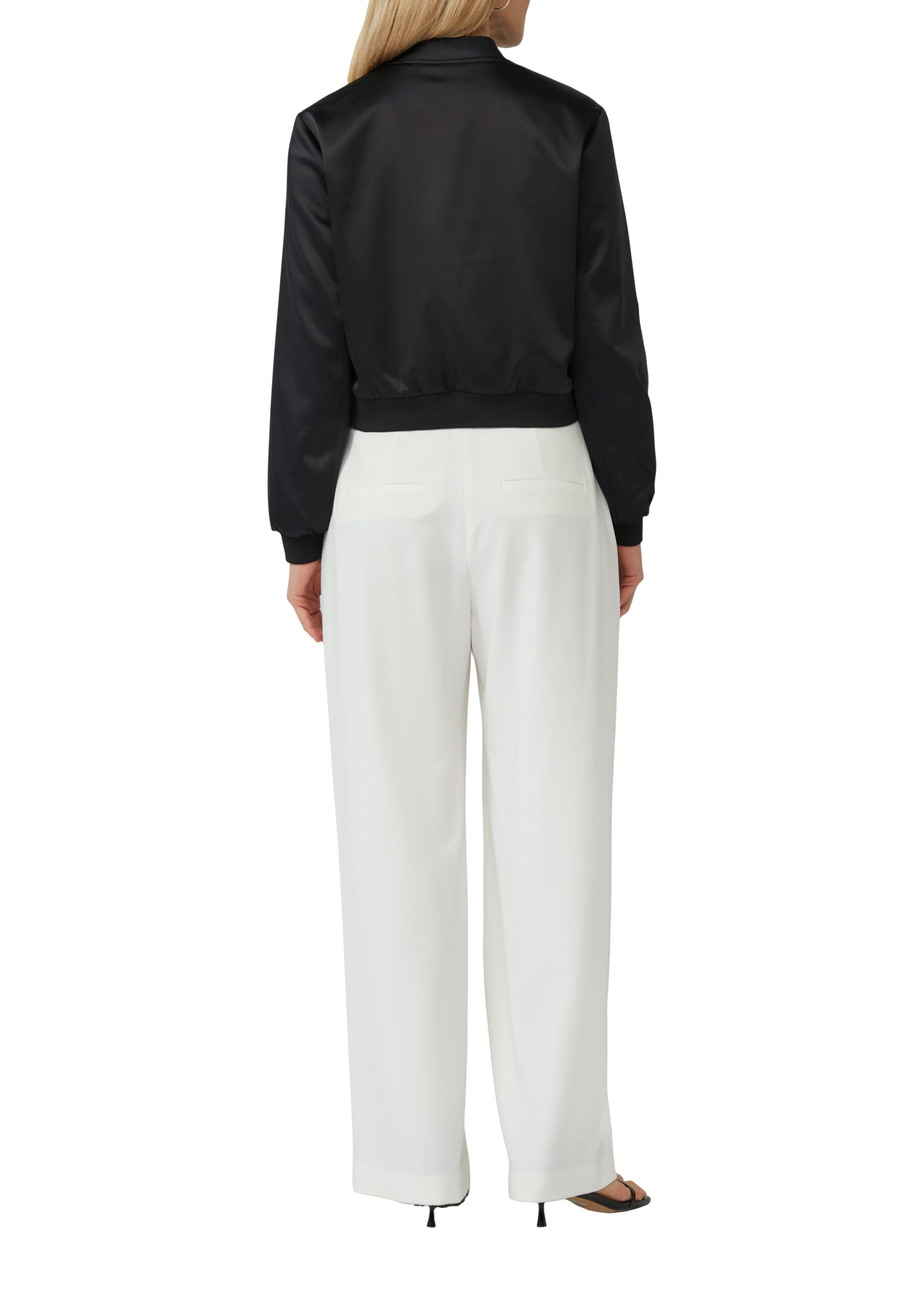 S.OLIVER Black Label Damen Satin-Blouson in Schwarz – eleganter Blazer-Ersatz