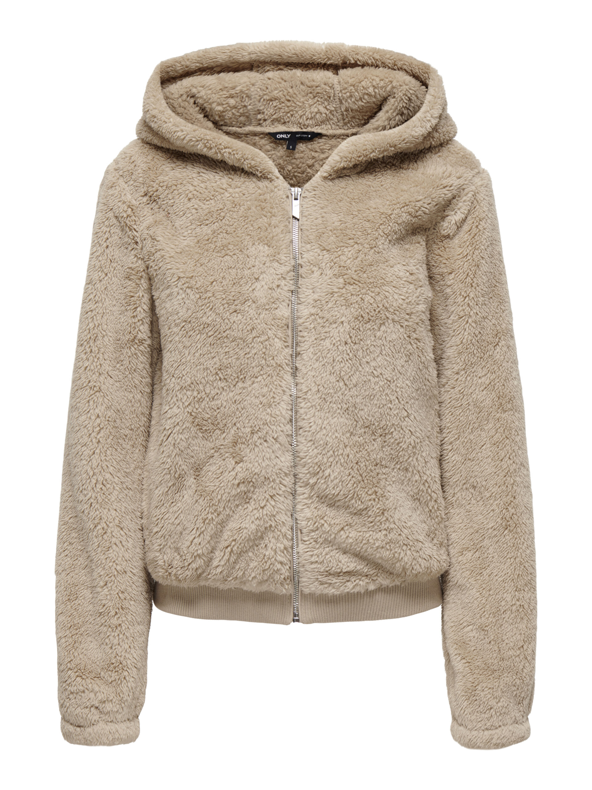 ONLY Teddyfell-Jacke Newanna Contact Sherpa mit Kapuze in Schwarz, grün oder Beige