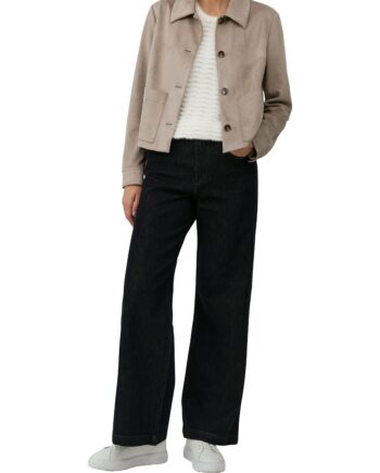 S.OLIVER Black Label Damen Jacke in Veloursleder-Optik mit Umlegekragen Beige