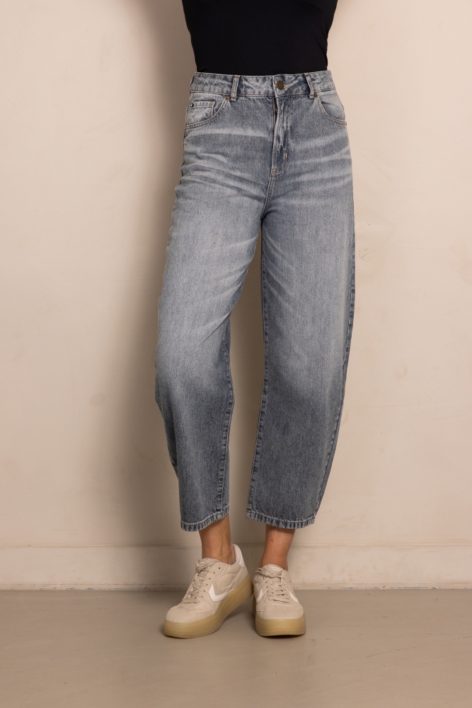 ZHRILL Damen Jeans ZHIZA grau im Used Look mit lässiger Karottenpassform