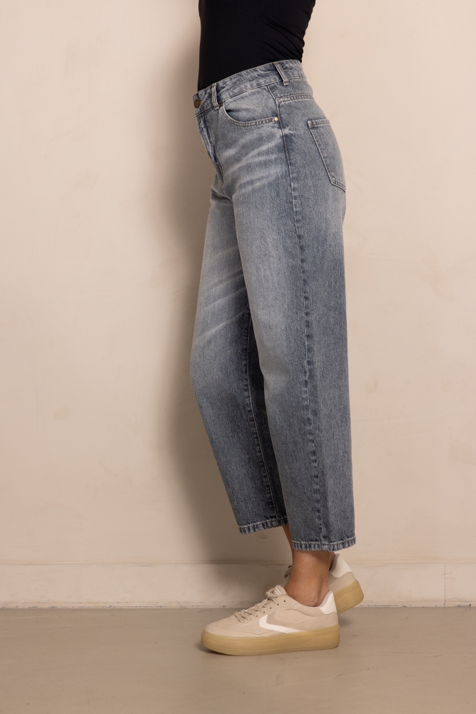 ZHRILL Damen Jeans ZHIZA grau im Used Look mit lässiger Karottenpassform