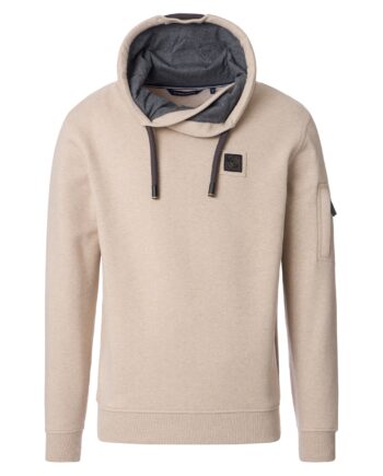 CASAMODA Herren Kapuzen-Sweatshirt beige Hoodie mit Reißverschluss-Detail