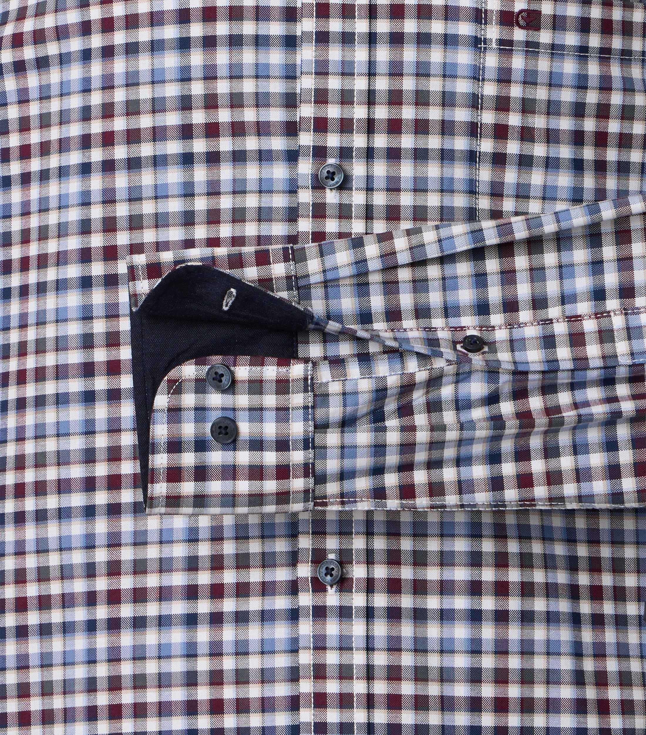 CASAMODA Herren Freizeithemd blau kariert Casual Fit mit Brusttasche