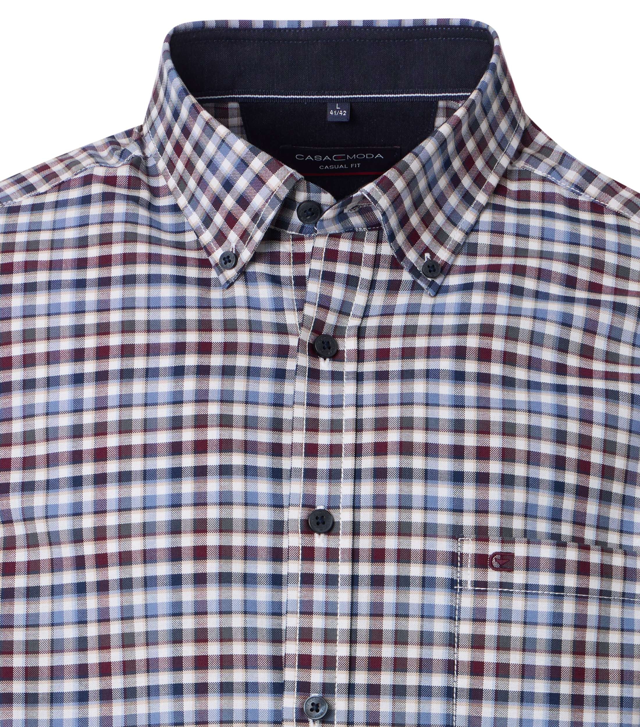 CASAMODA Herren Freizeithemd blau kariert Casual Fit mit Brusttasche