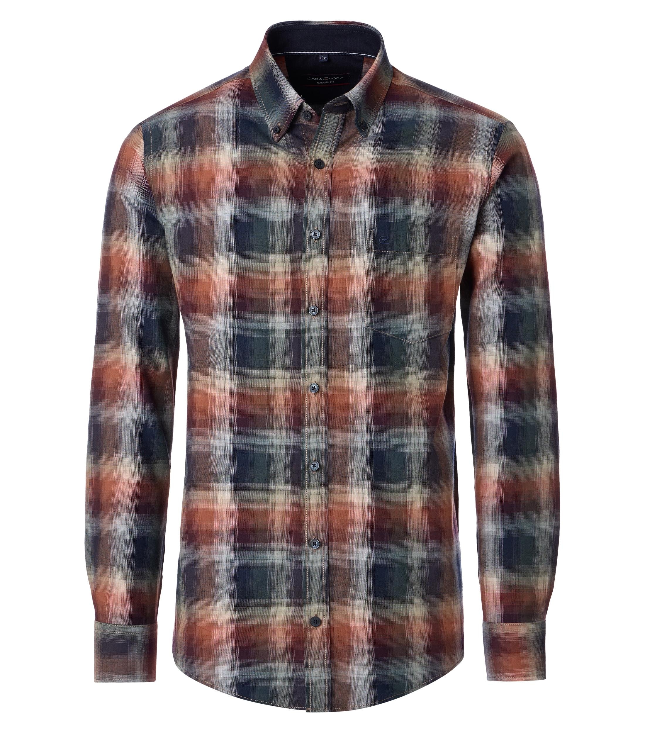 CASAMODA Herren Freizeithemd rot kariert Casual Fit mit Button-Down-Kragen