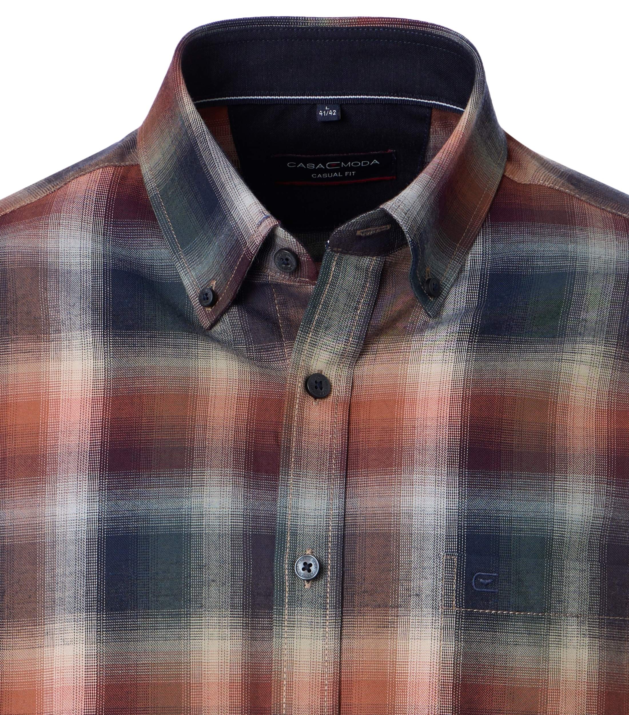 CASAMODA Herren Freizeithemd rot kariert Casual Fit mit Button-Down-Kragen