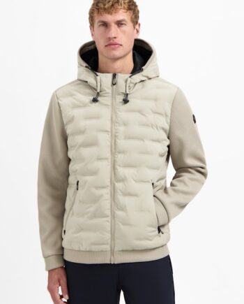 NO EXCESS Herren Materialmix-Jacke dunkelblau oder beige mit Kapuze