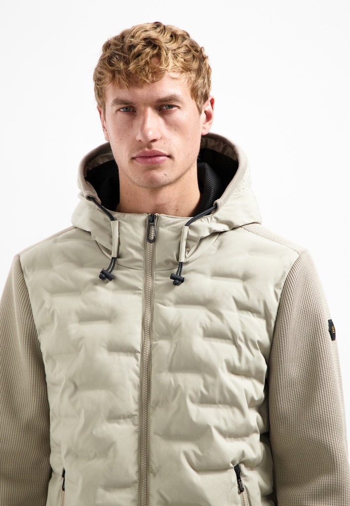 NO EXCESS Herren Materialmix-Jacke dunkelblau oder beige mit Kapuze