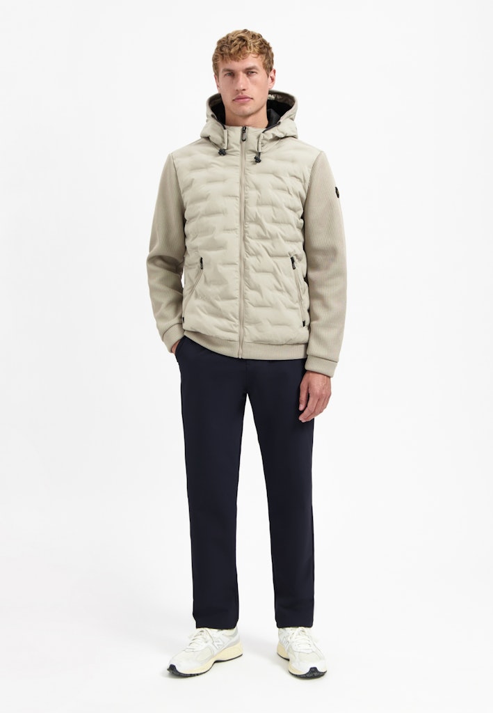 NO EXCESS Herren Materialmix-Jacke dunkelblau oder beige mit Kapuze