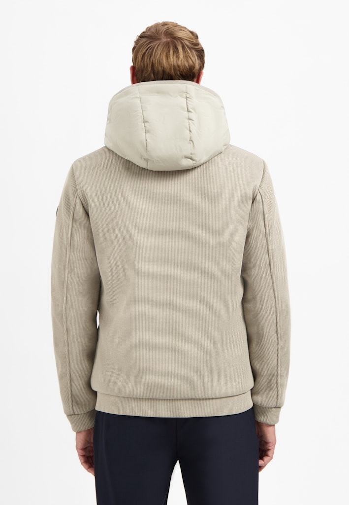 NO EXCESS Herren Materialmix-Jacke dunkelblau oder beige mit Kapuze