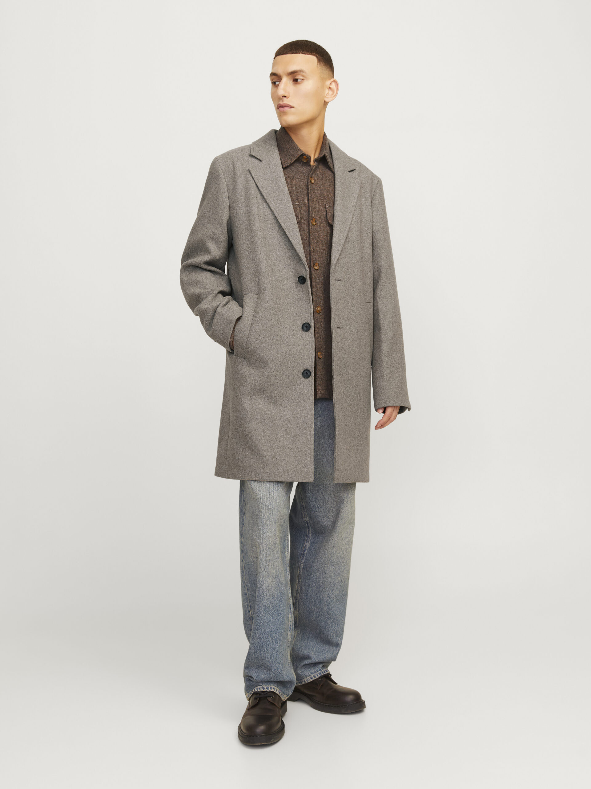 JACK&JONES Herren Woll-Kurzmantel HARRISON WOOL COAT beige