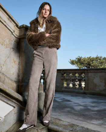 MAC Damen Wide Fit Cordhose Chiara beige mit elastischem Bund