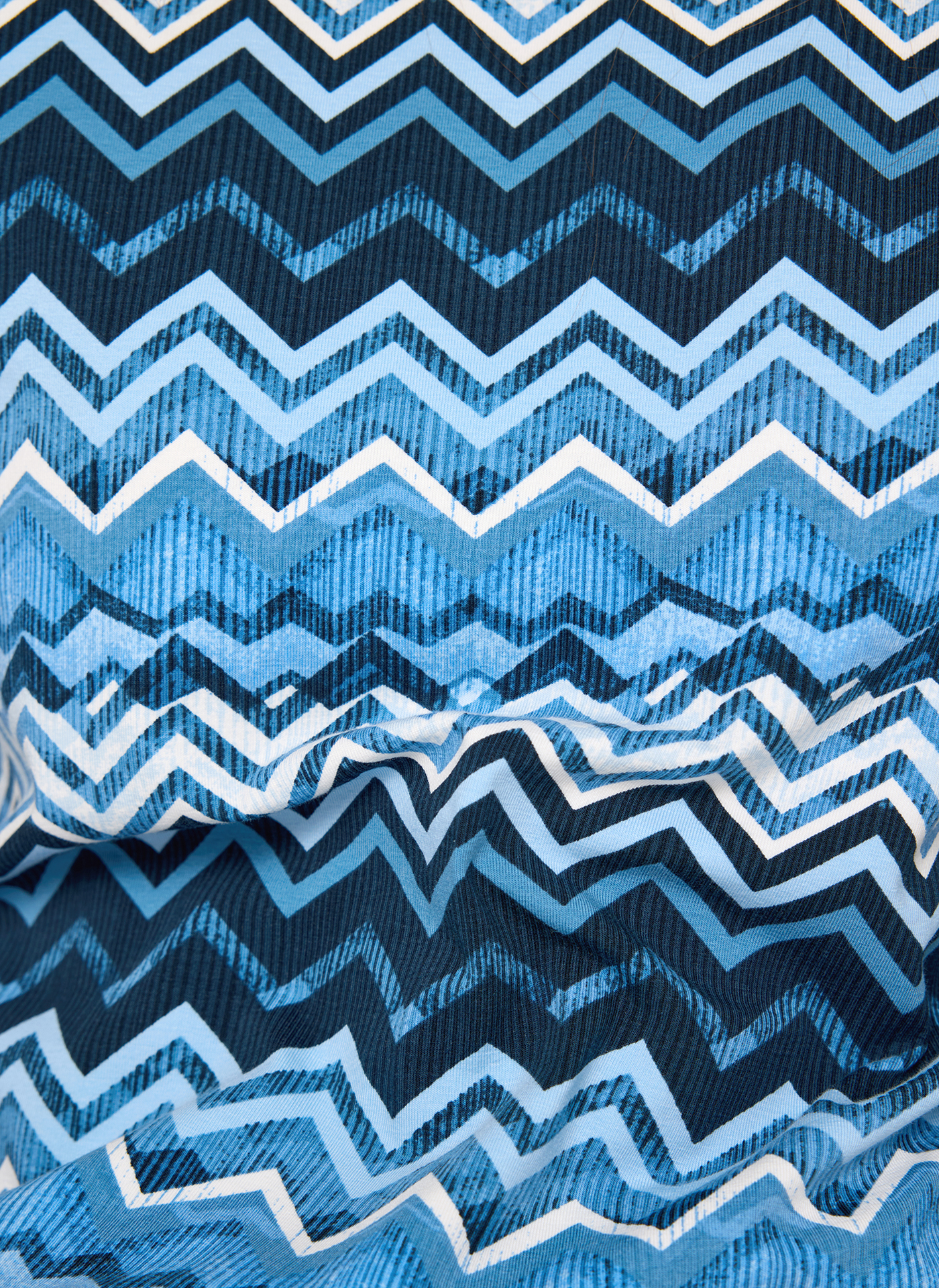 RABE Damen Shirt blau-türkis mit Zickzack-Alloverprint und langen Ärmeln