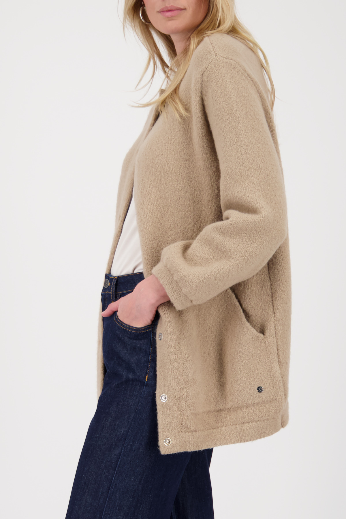 MONARI Damen lange Strickjacke truffle-beige mit weicher Haptik