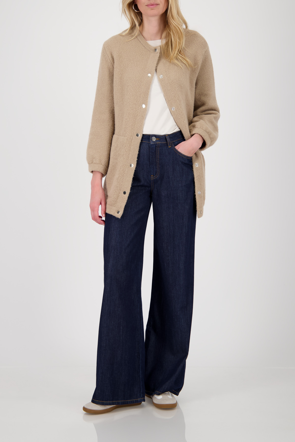 MONARI Damen lange Strickjacke truffle-beige mit weicher Haptik