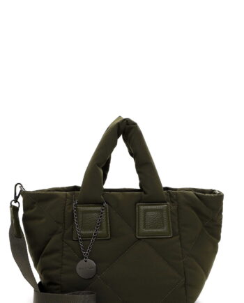 EMILY&NOAH Shopper Hanni grün mit Steppstich-Optik und Logo-Anhänger