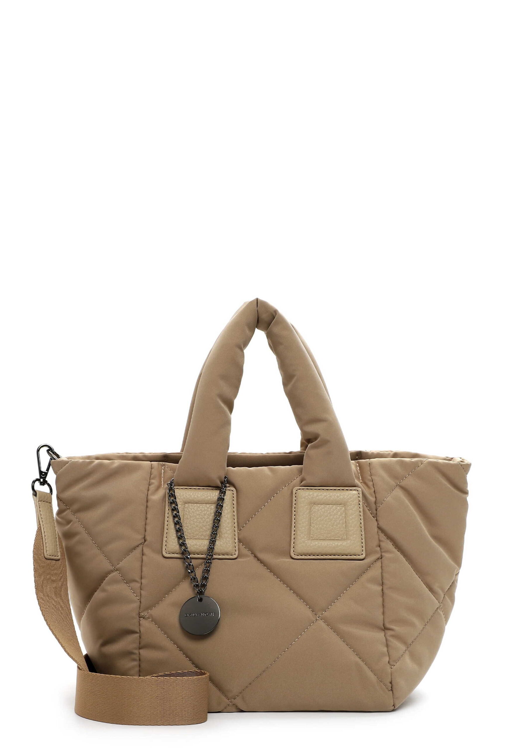 EMILY&NOAH Shopper Hanni in sandbeige mit Steppstich-Optik und Logo-Anhänger