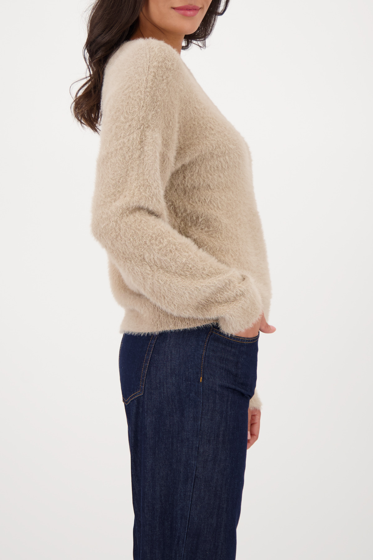 MONARI Damen Langarm-Pullover truffle-beige mit Rundhals