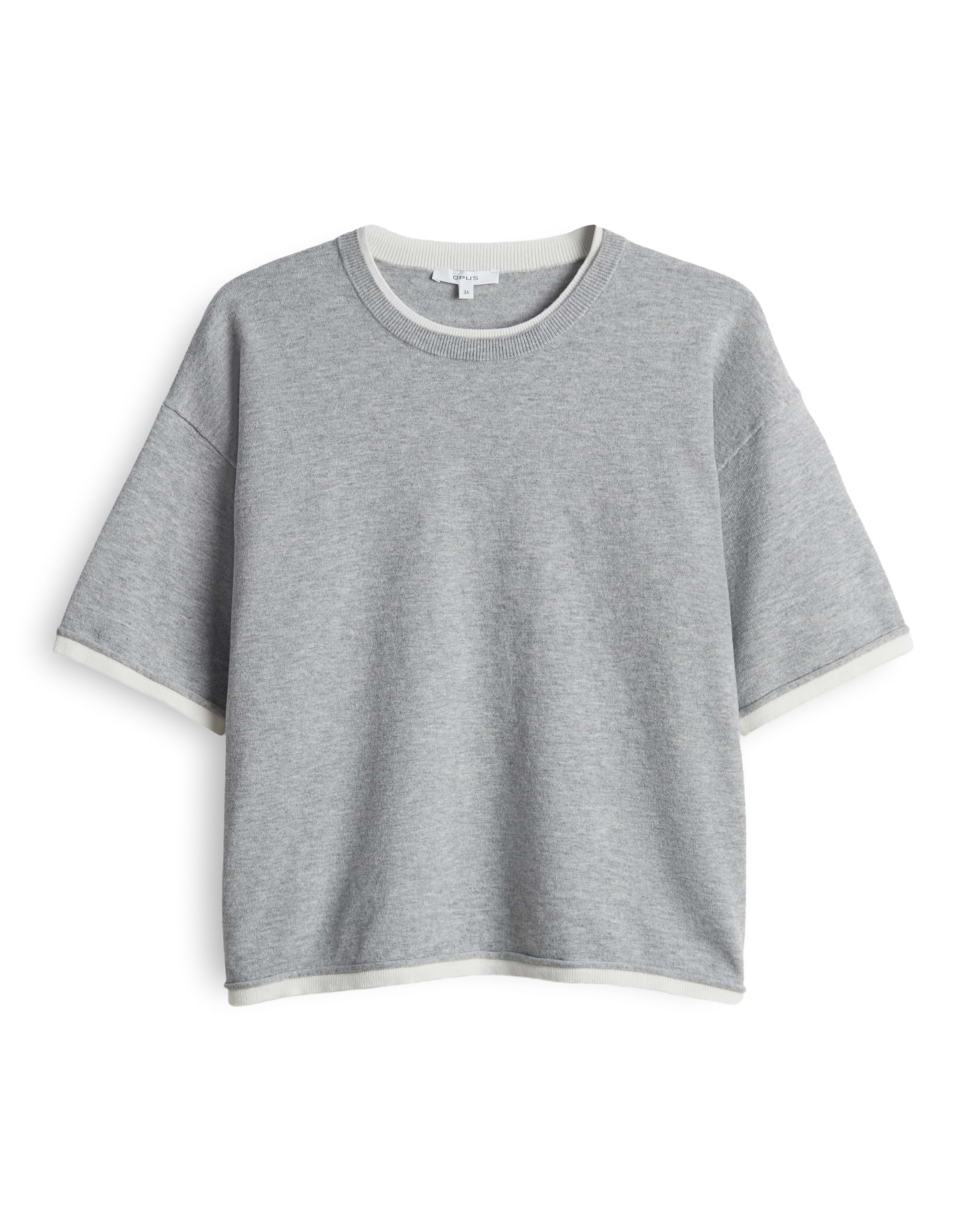 OPUS Damen Pullover Pinni aus Feinstrick mit kurzen Ärmeln in Grau