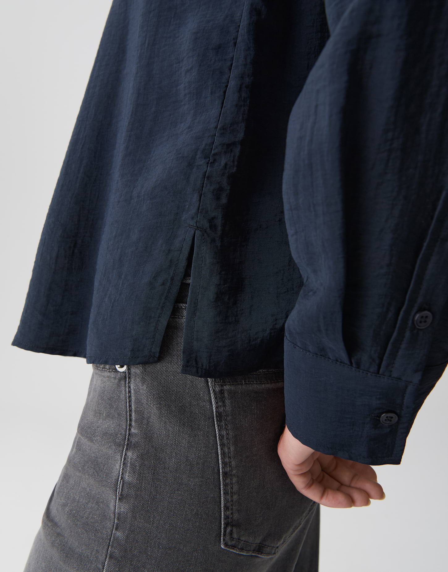 OPUS Damen Tunikabluse Femyn Loose dunkelblau mit V-Ausschnitt